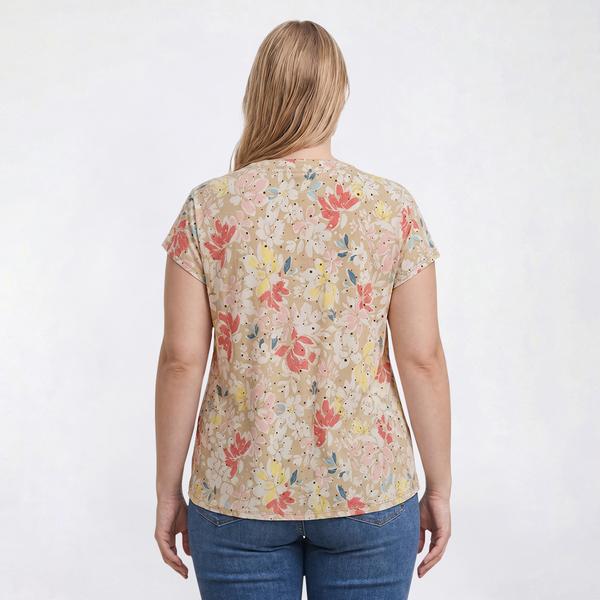 Plus Size Emily Daniels Short Sleeve Henley Disco Floral Blouse alternate view